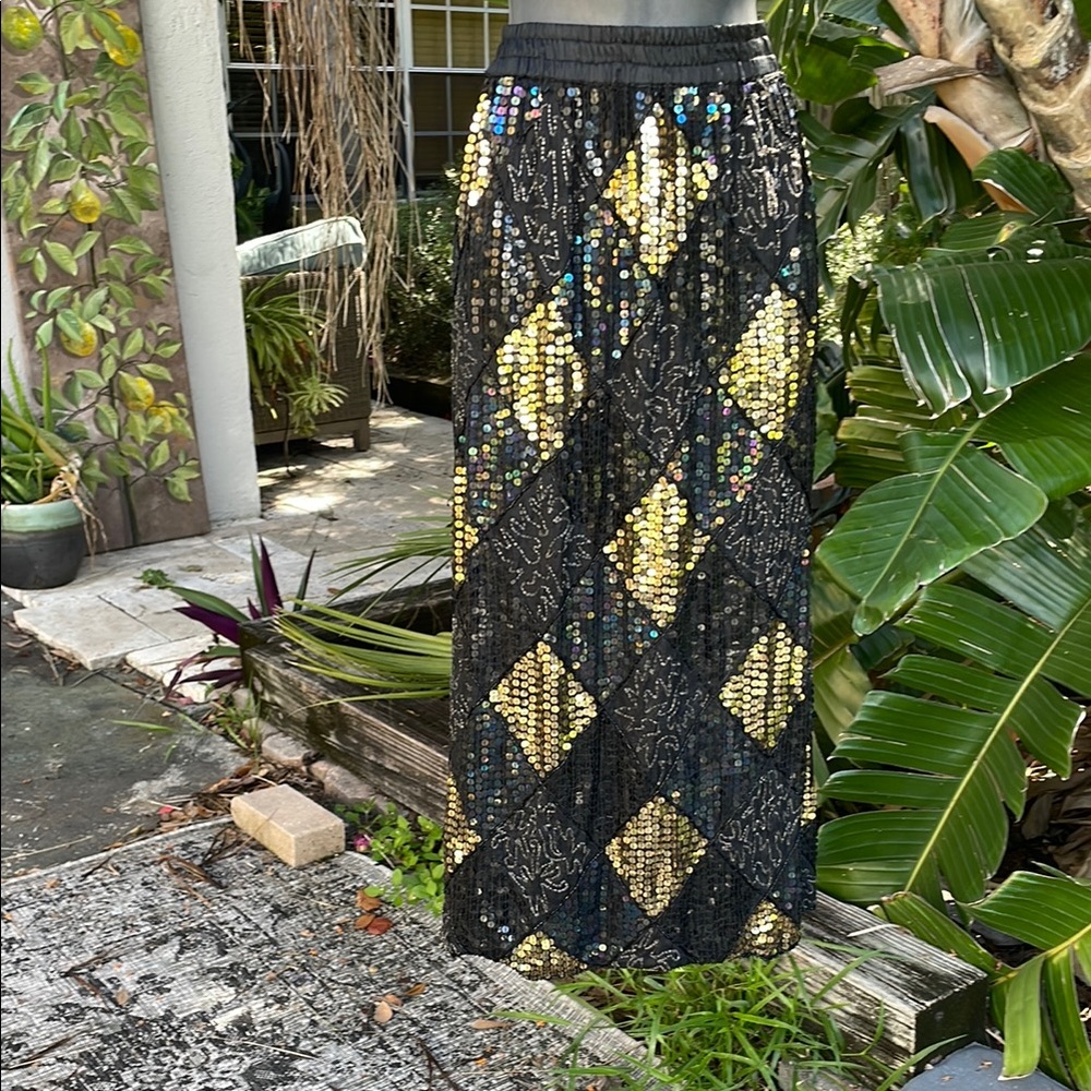 vintage sequin and beaded silk pencil skirt